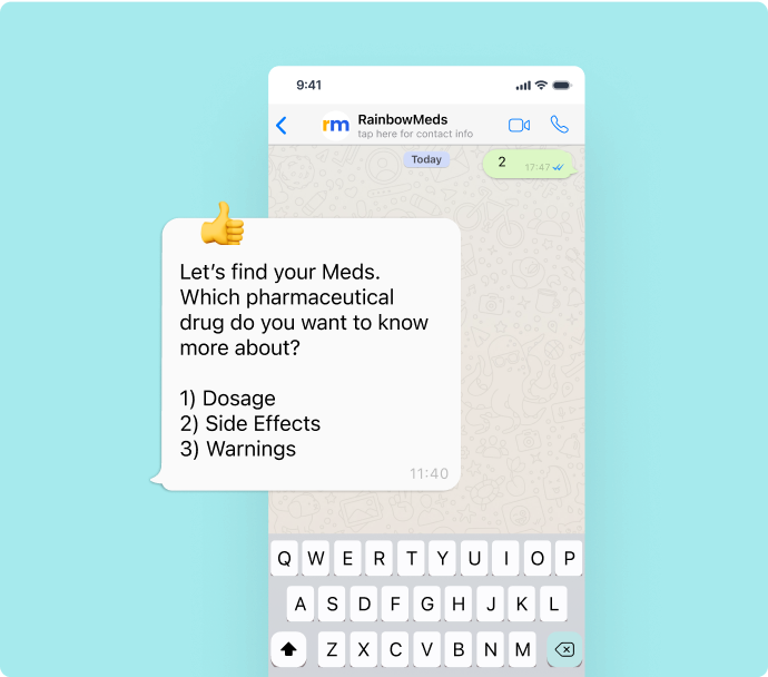 WhatsApp bot asking which meds